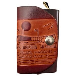 Pearl Harbor U.S.S. Arizona Faux Genuine Leather 6 Ring Key Holder Hawaii